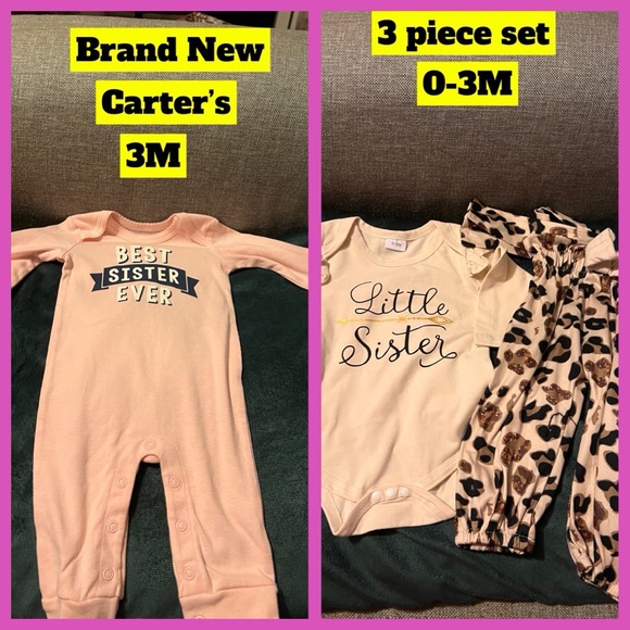 16 + items of Baby girl little sister onesies and outfits. NB, 0-3, 3-6, 6-9 - Picture 3 of 10